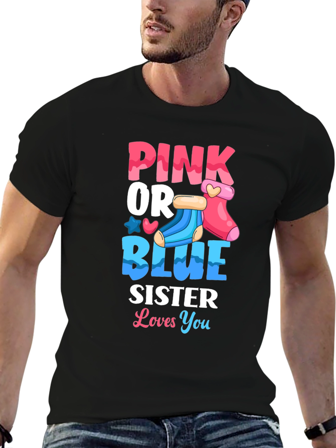 Pink or Blue Sister Gender Reveal T-Shirt