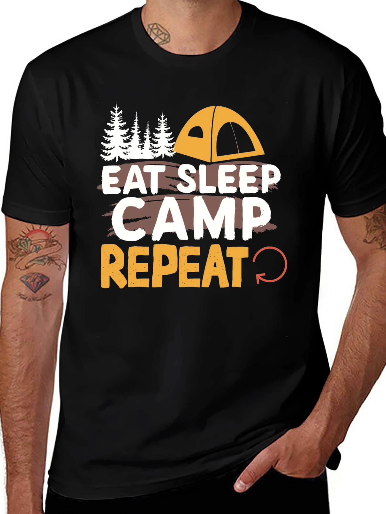 Eat Sleep Camp Repeat Camping Graphic T-Shirt