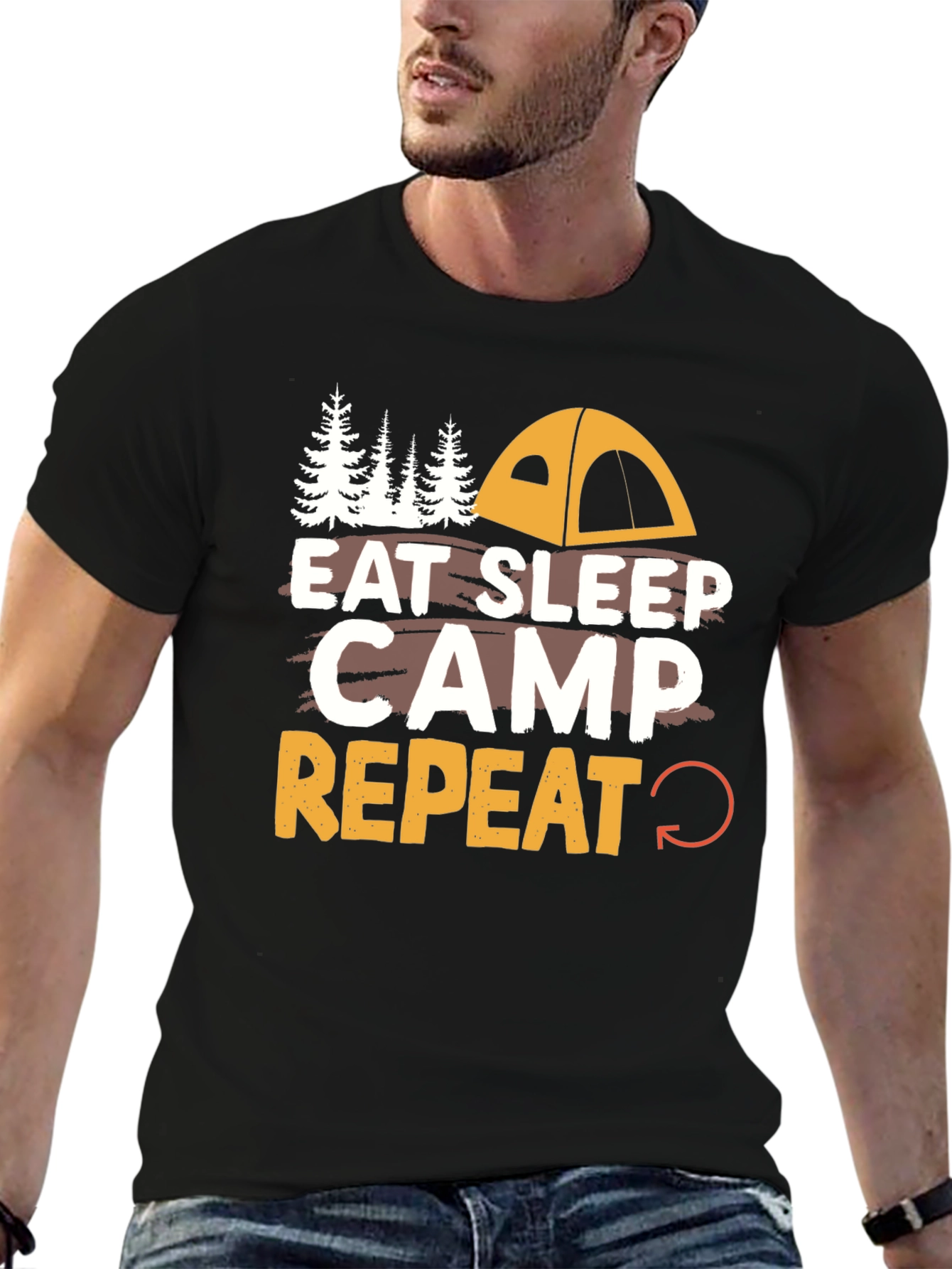 Eat Sleep Camp Repeat Camping Graphic T-Shirt