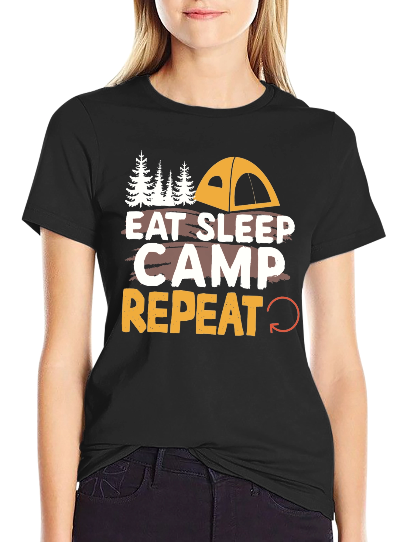 Eat Sleep Camp Repeat Camping Graphic T-Shirt