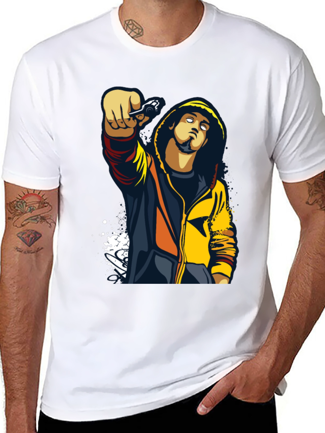 Urban Style Graphic Print Black T-Shirt