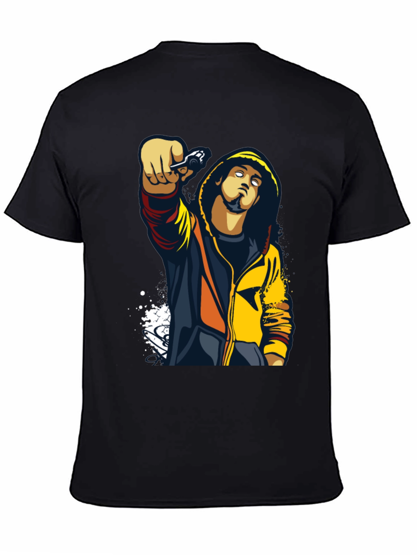 Urban Style Graphic Print Black T-Shirt