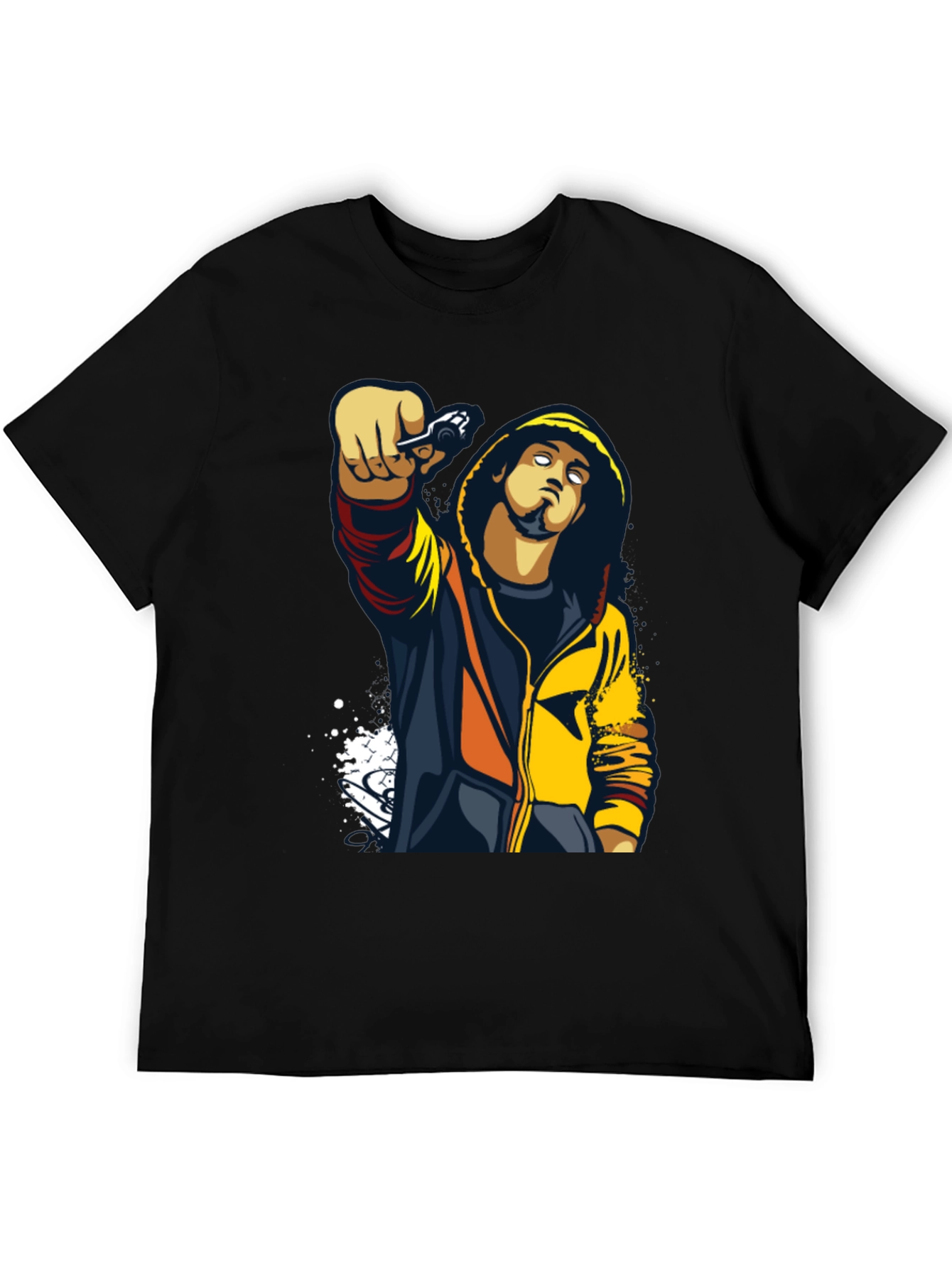 Urban Style Graphic Print Black T-Shirt