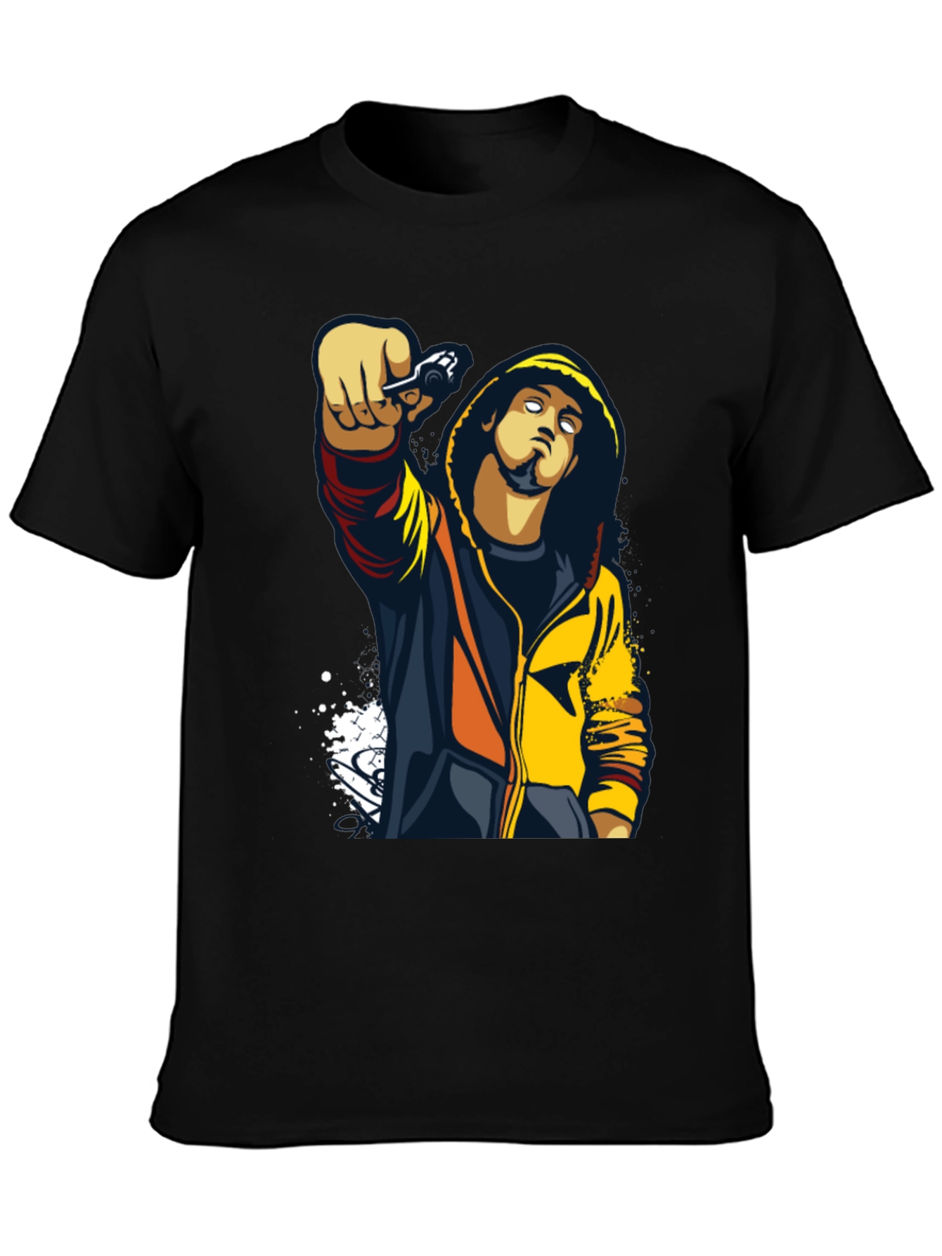 Urban Style Graphic Print Black T-Shirt