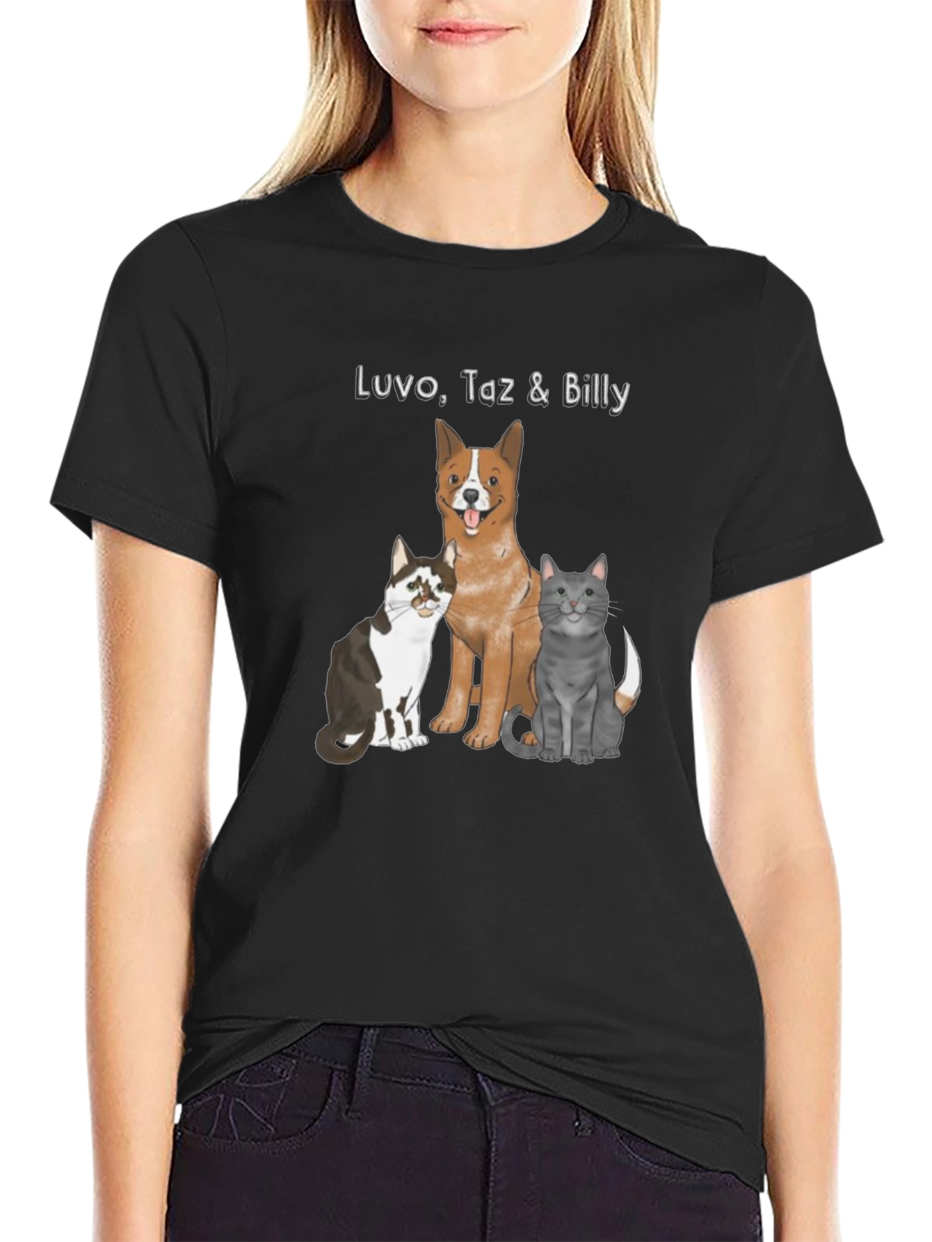 Dog and Cats Graphic Print Tee