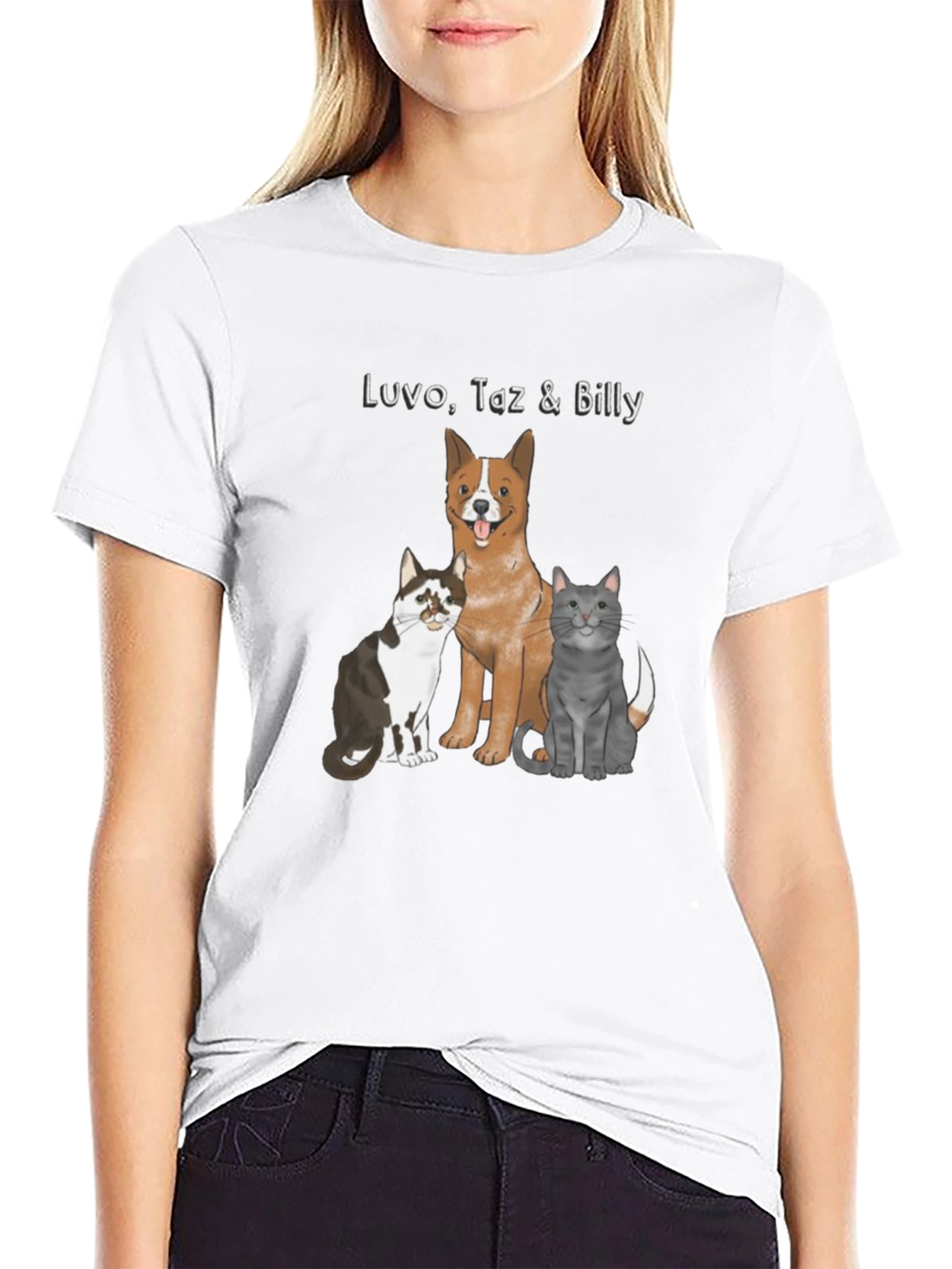 Dog and Cats Graphic Print Tee