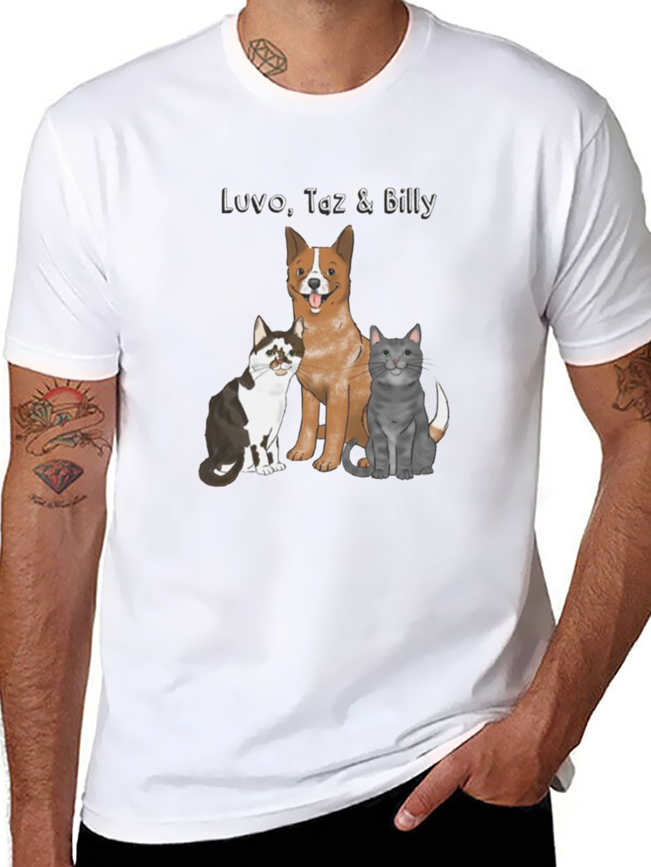 Dog and Cats Graphic Print Tee