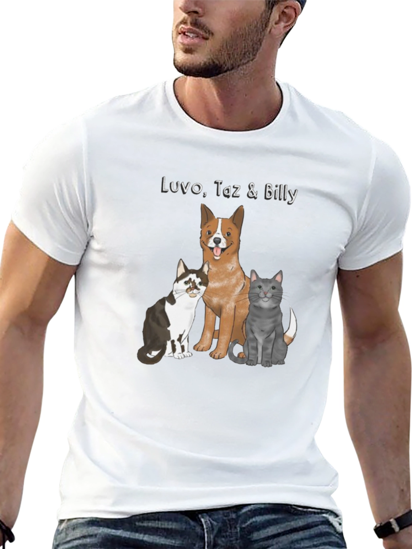 Dog and Cats Graphic Print Tee