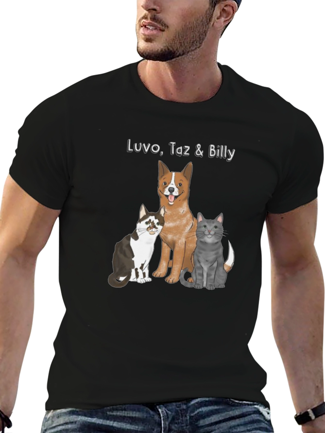 Dog and Cats Graphic Print Tee