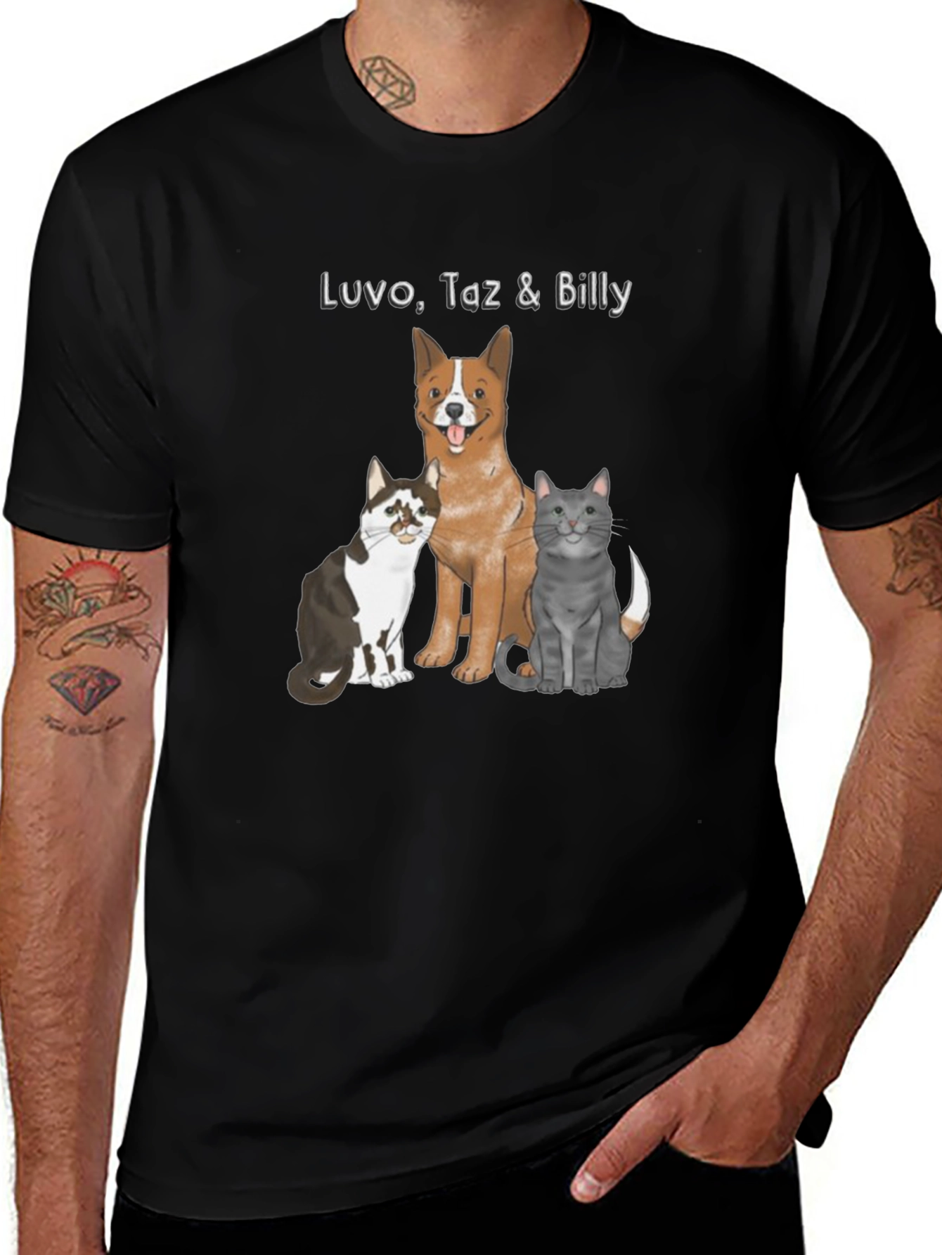 Dog and Cats Graphic Print Tee