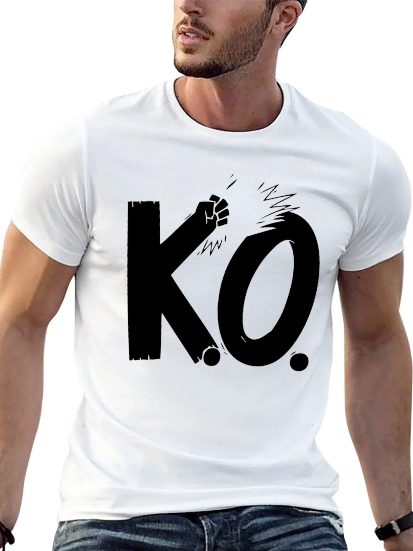 KO Knockout Black Graphic T-Shirt - Mens Casual Tee