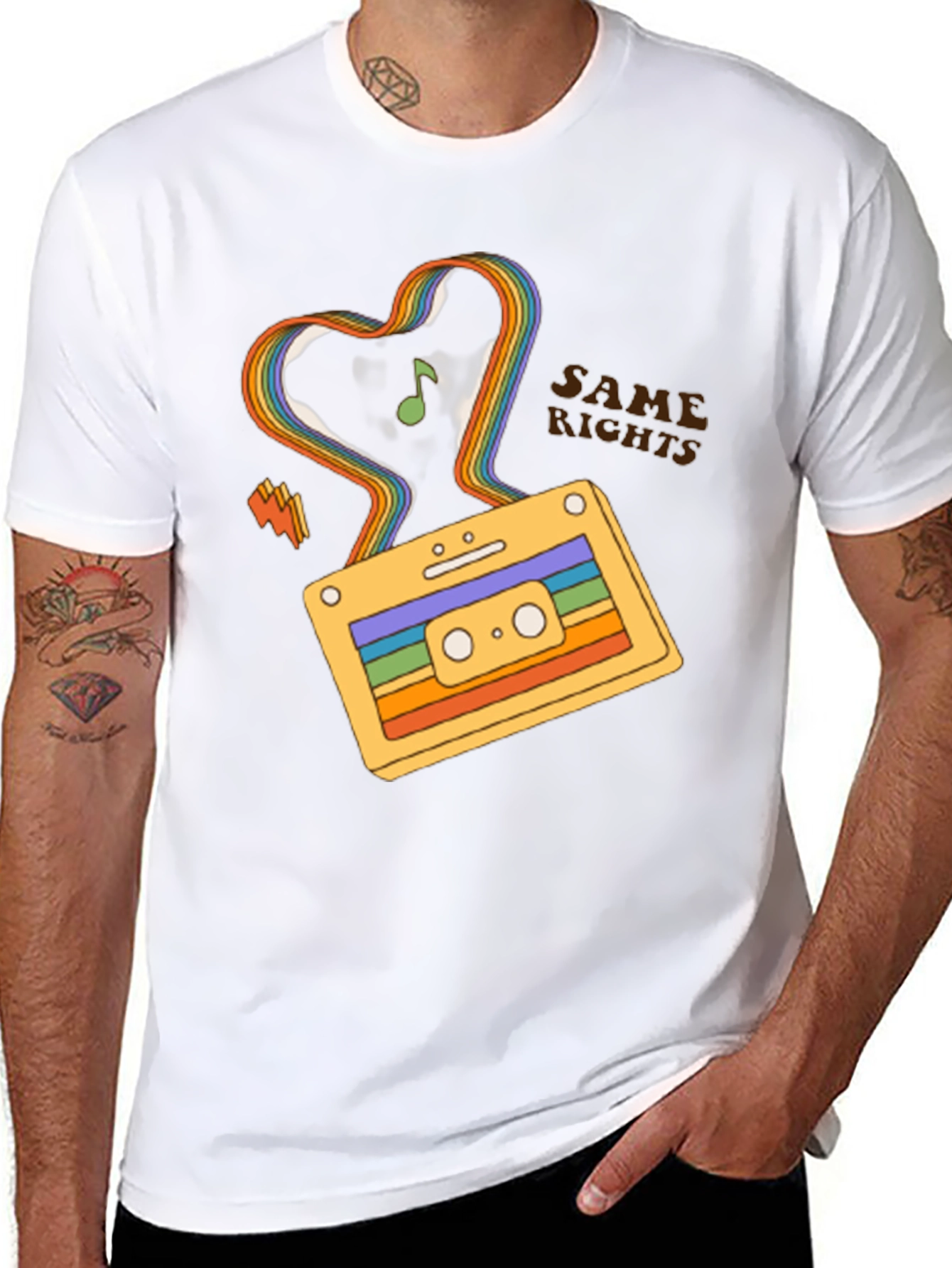 Retro Cassette Tape Rainbow Heart T-Shirt