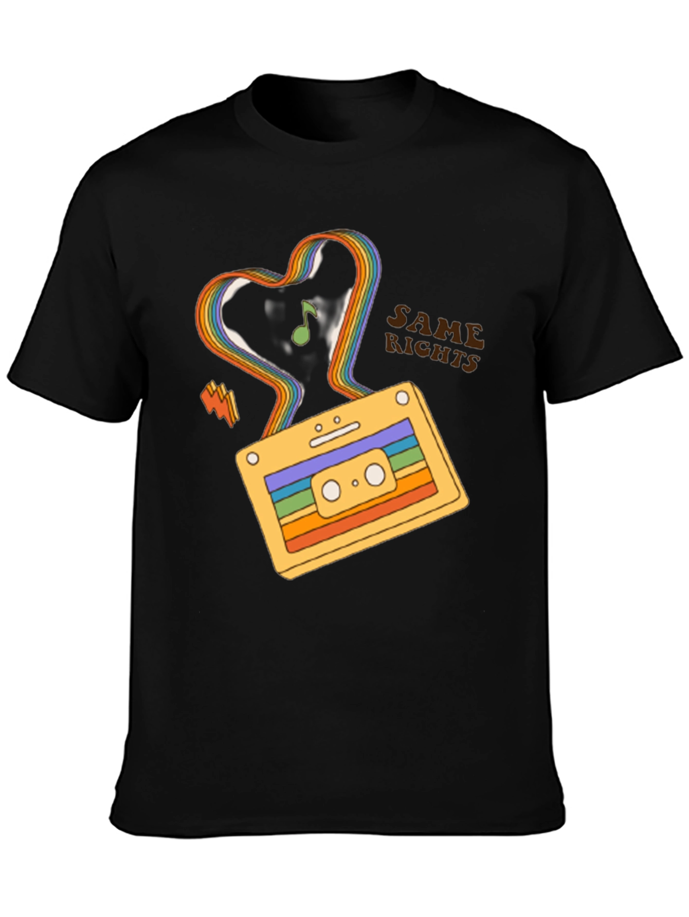 Retro Cassette Tape Rainbow Heart T-Shirt