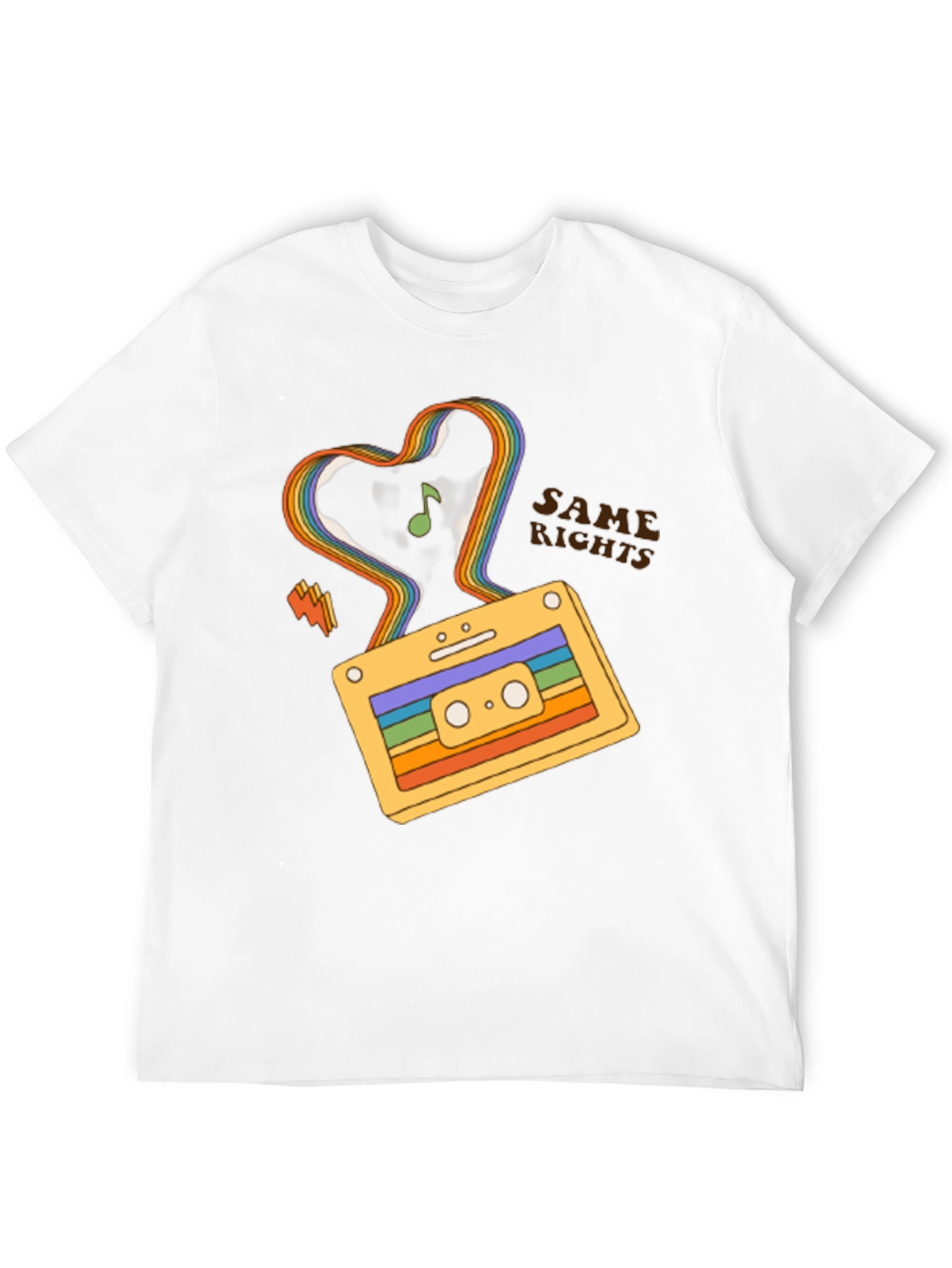 Retro Cassette Tape Rainbow Heart T-Shirt