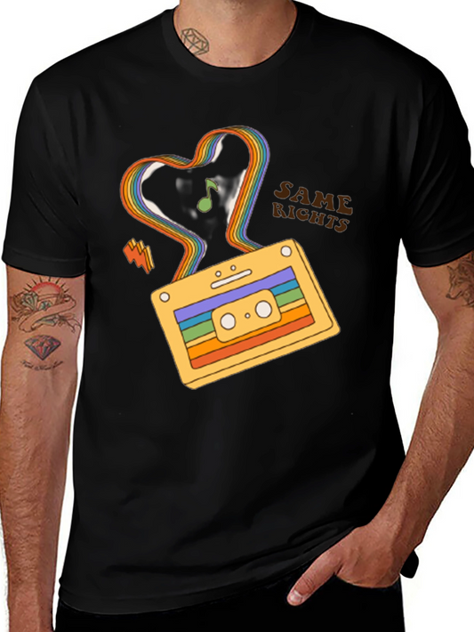 Retro Cassette Tape Rainbow Heart T-Shirt