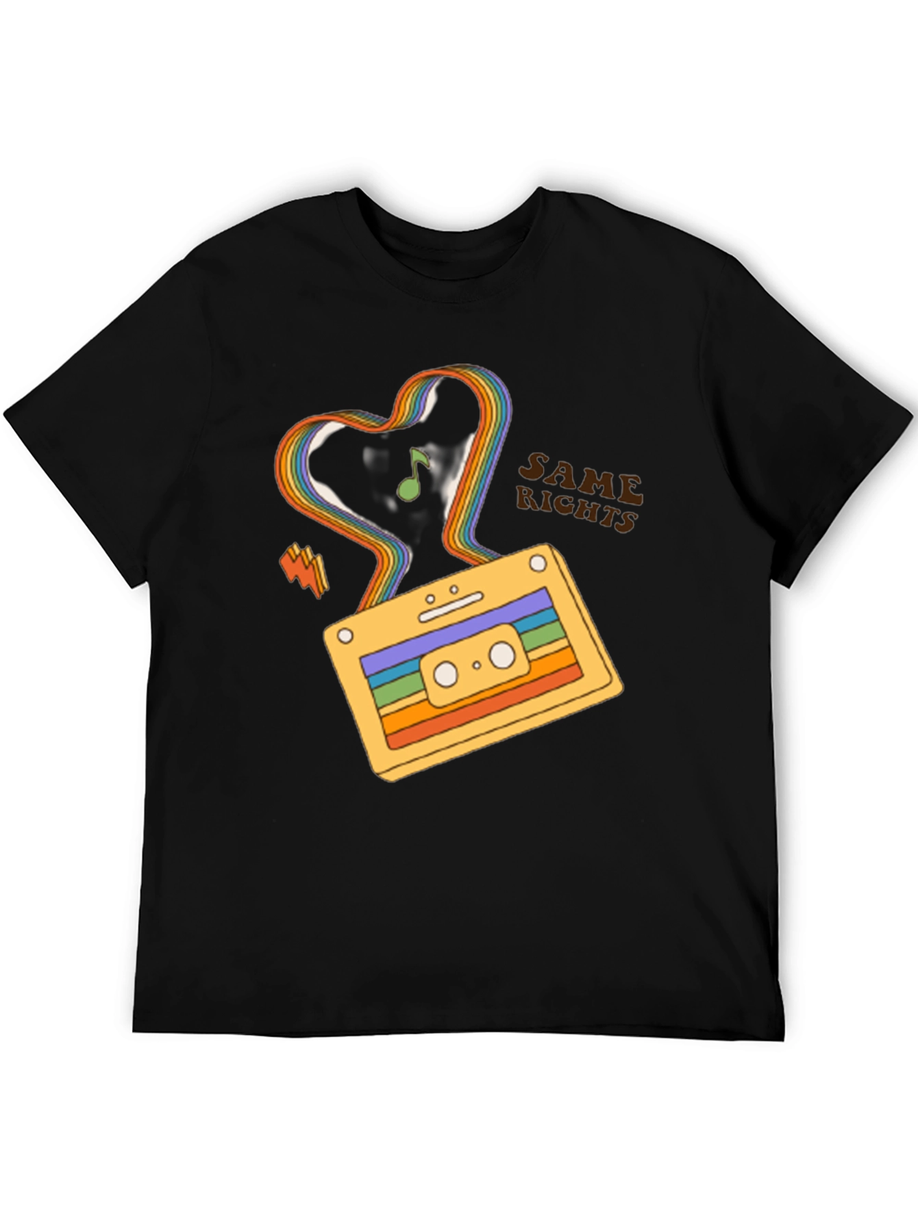 Retro Cassette Tape Rainbow Heart T-Shirt