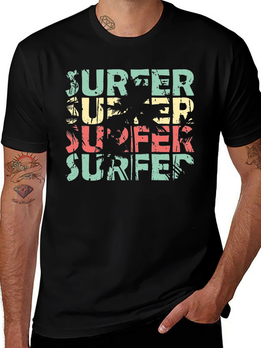 Retro Surfer T-Shirt Palm Tree Design