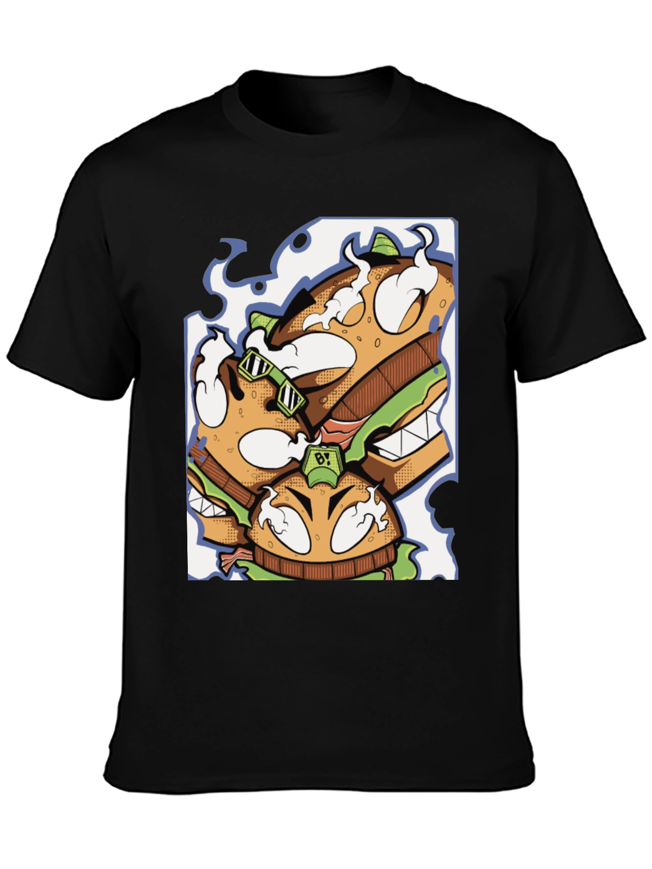Burger Graphic Black T-Shirt