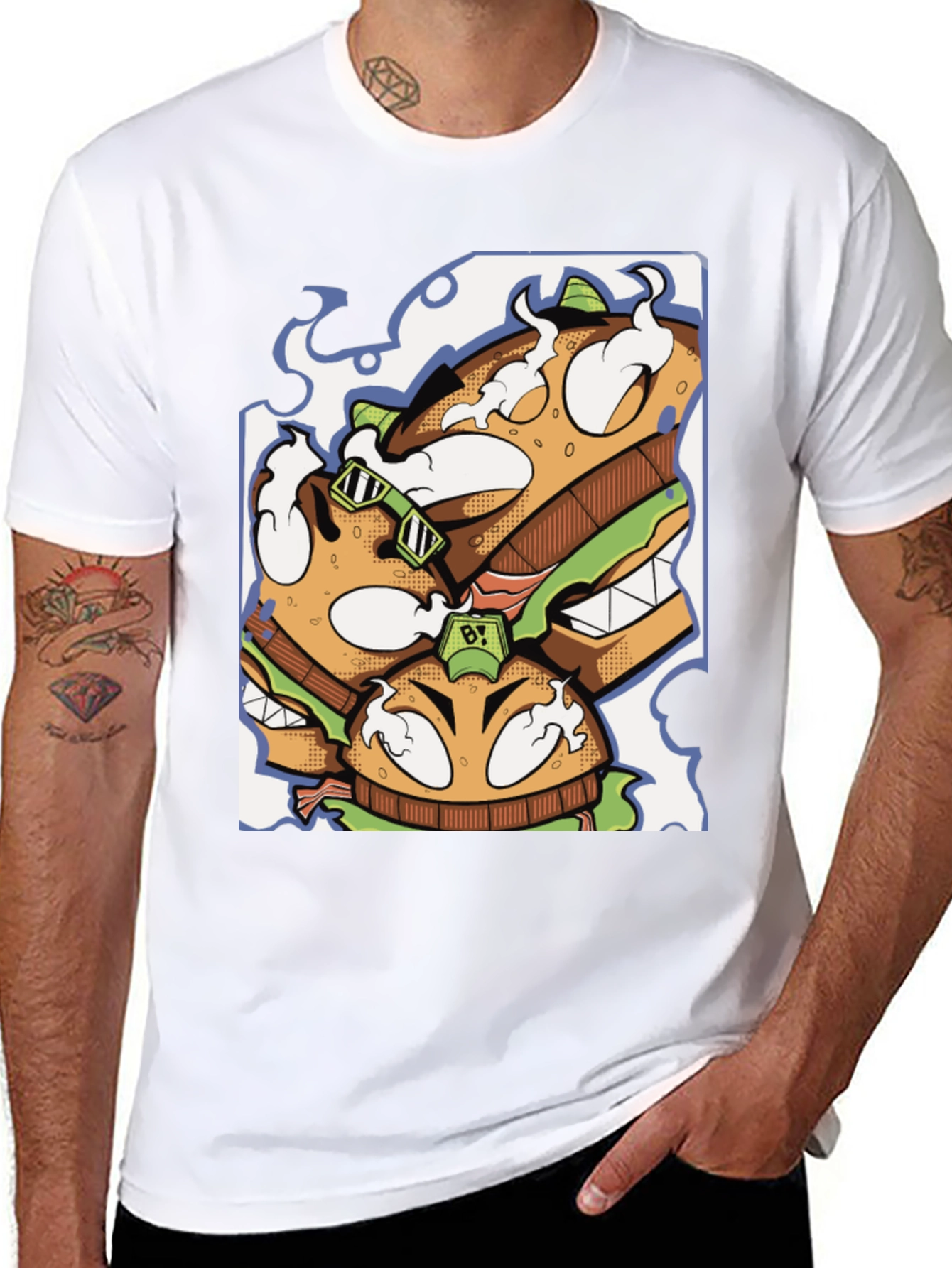 Burger Graphic Black T-Shirt