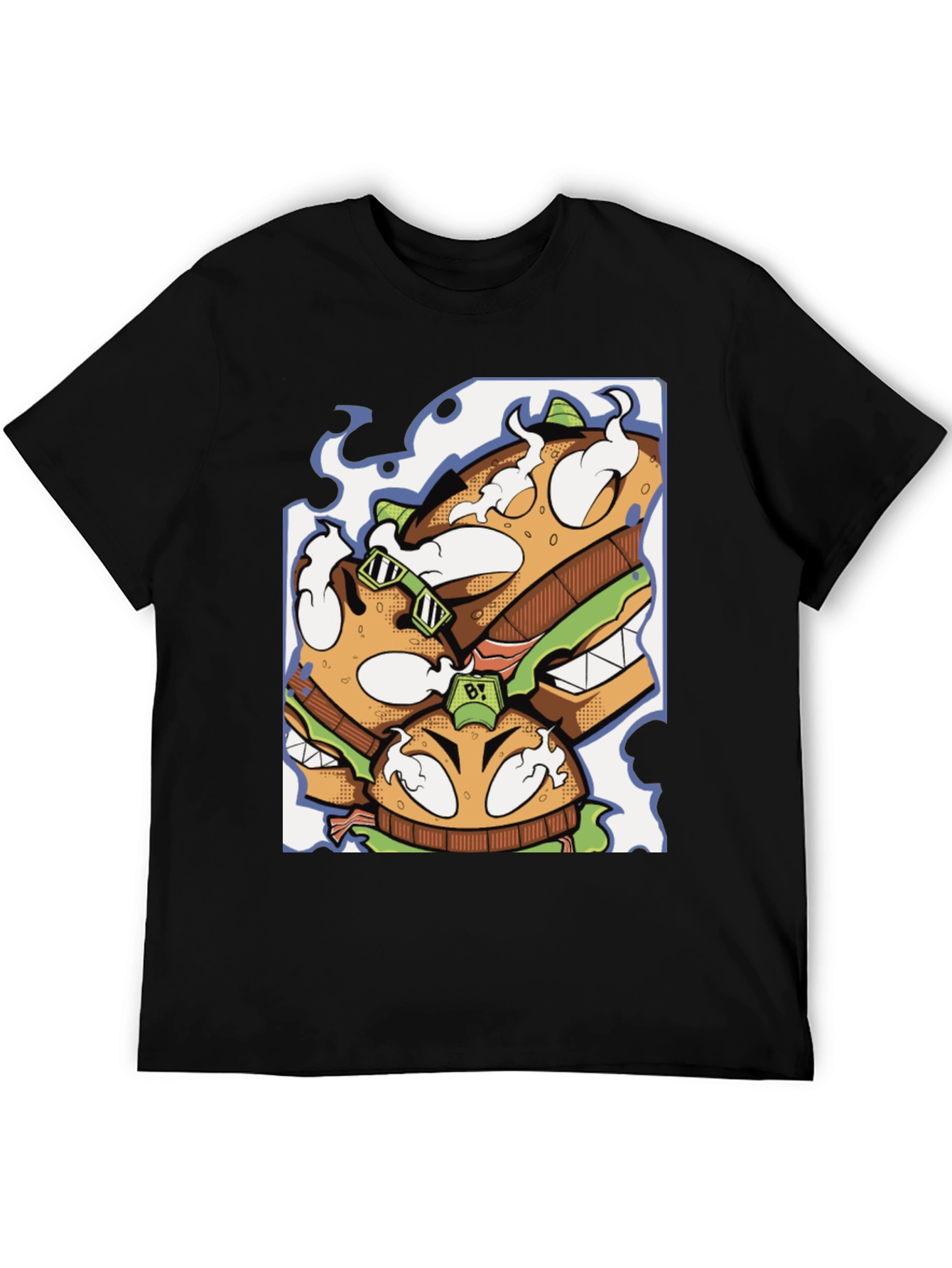 Burger Graphic Black T-Shirt