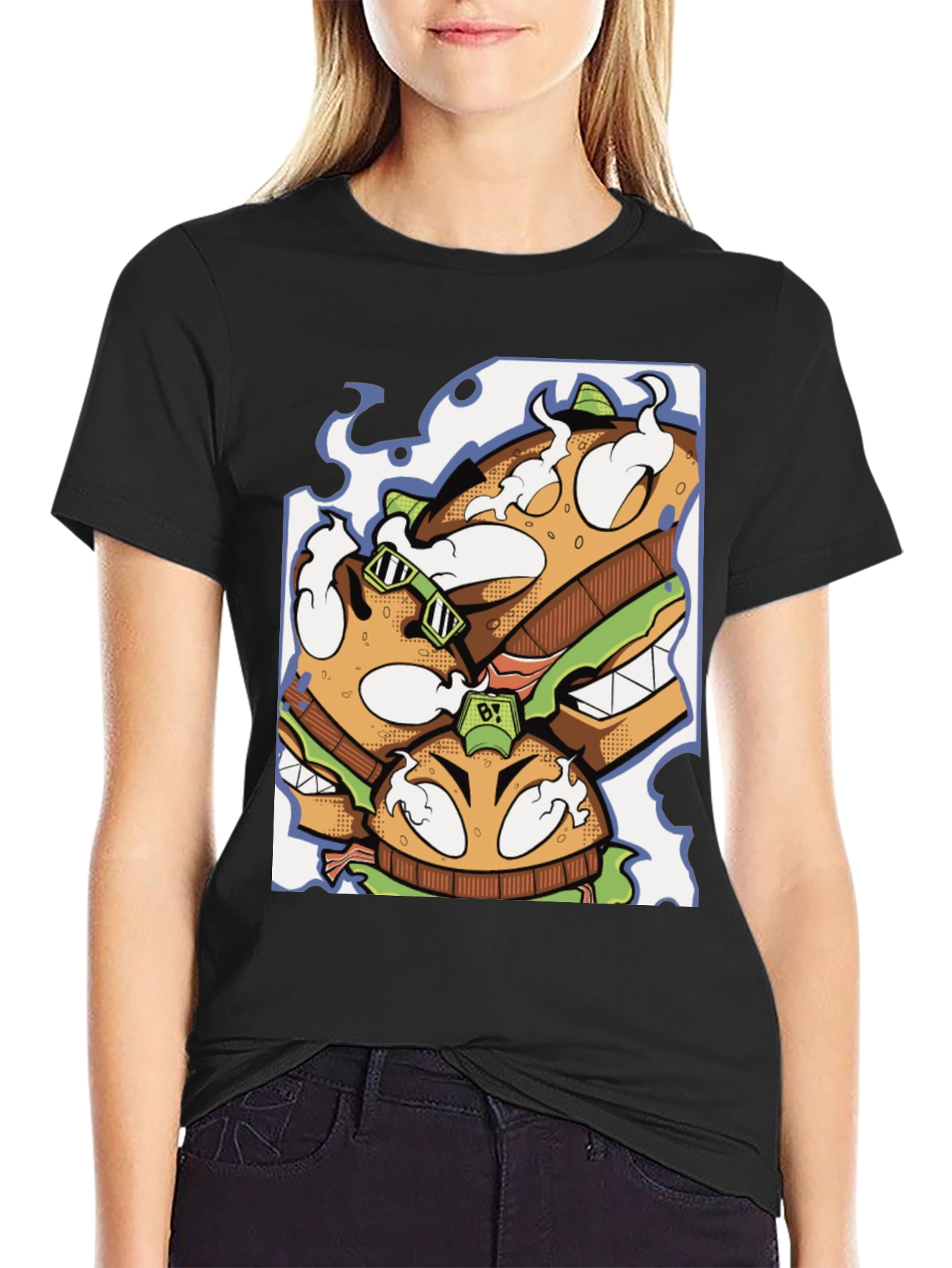 Burger Graphic Black T-Shirt