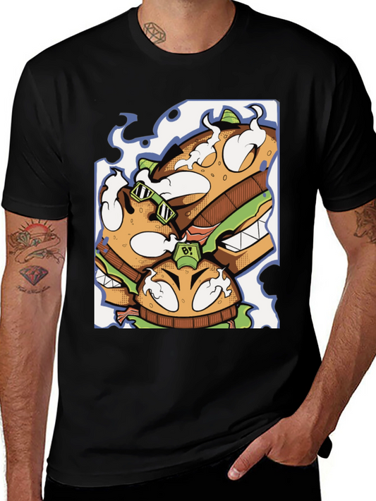 Burger Graphic Black T-Shirt