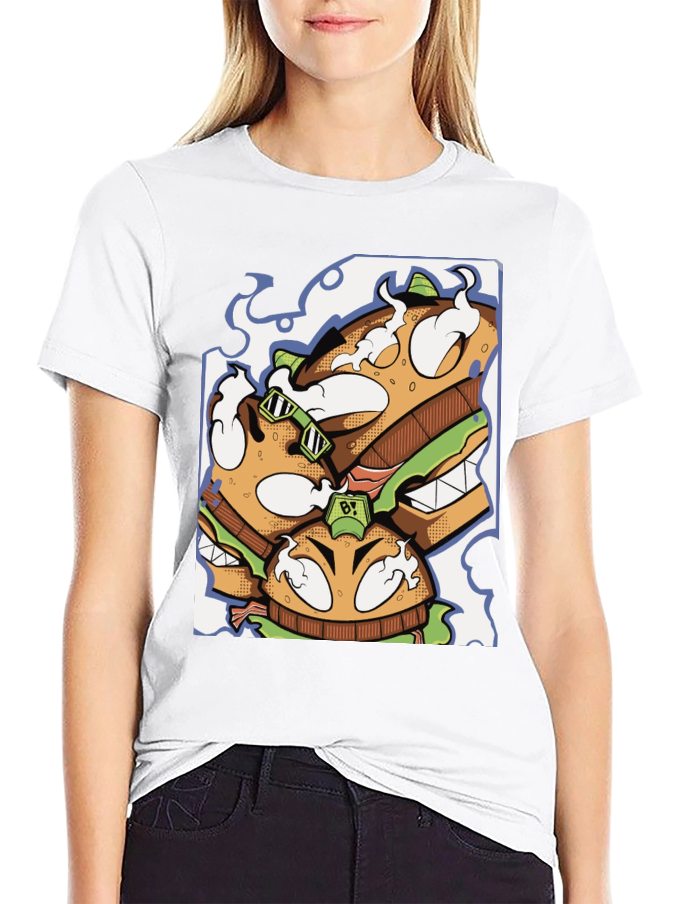 Burger Graphic Black T-Shirt