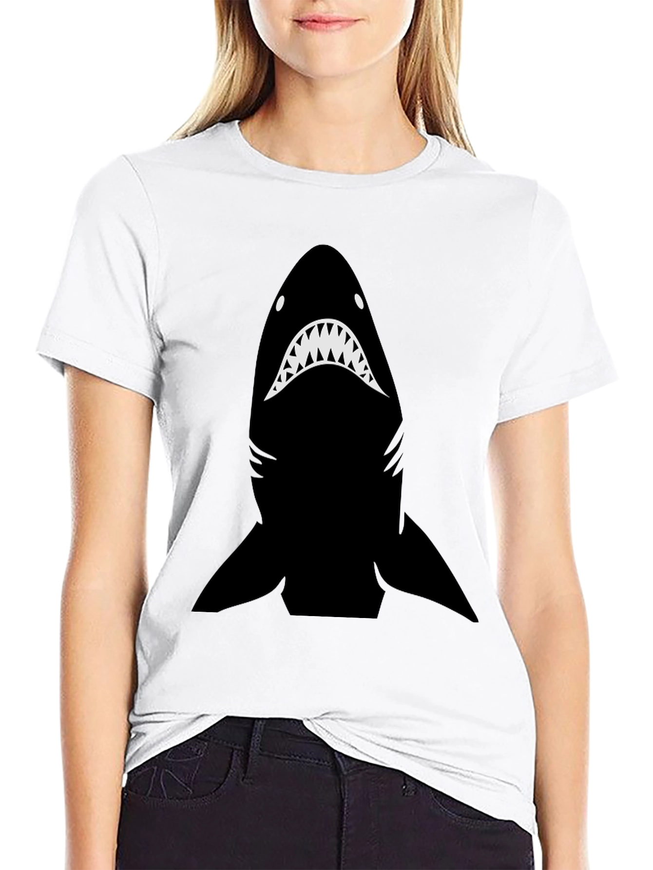 Shark Graphic Tee - Mens Black Cotton T-Shirt