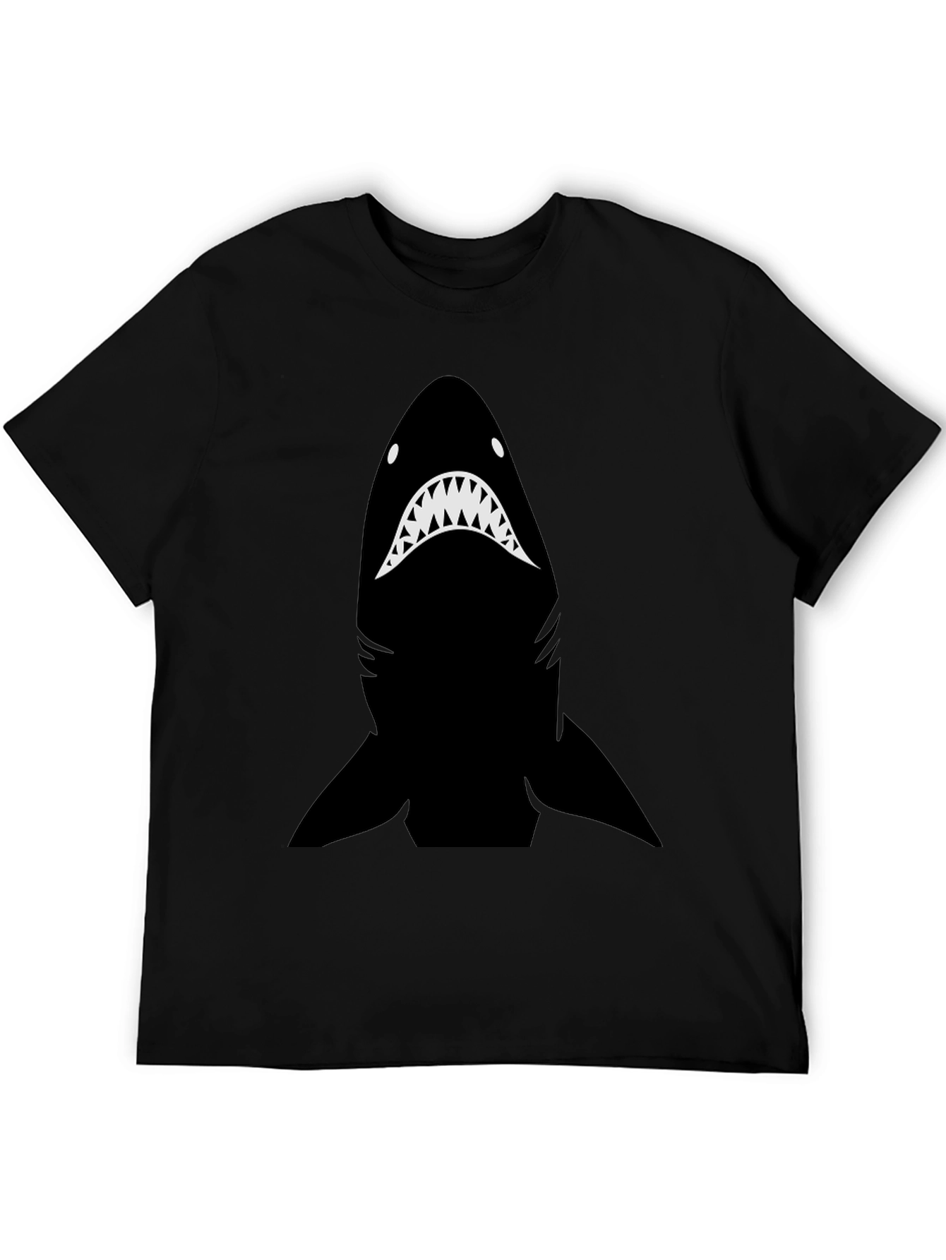 Shark Graphic Tee - Mens Black Cotton T-Shirt