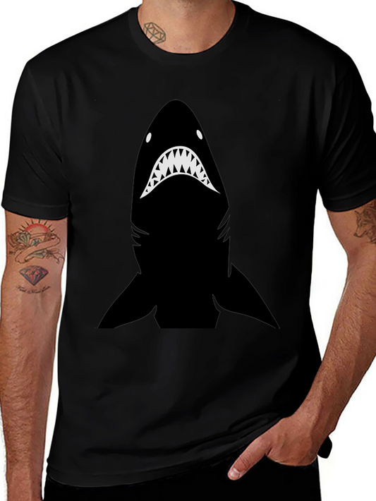 Shark Graphic Tee - Mens Black Cotton T-Shirt
