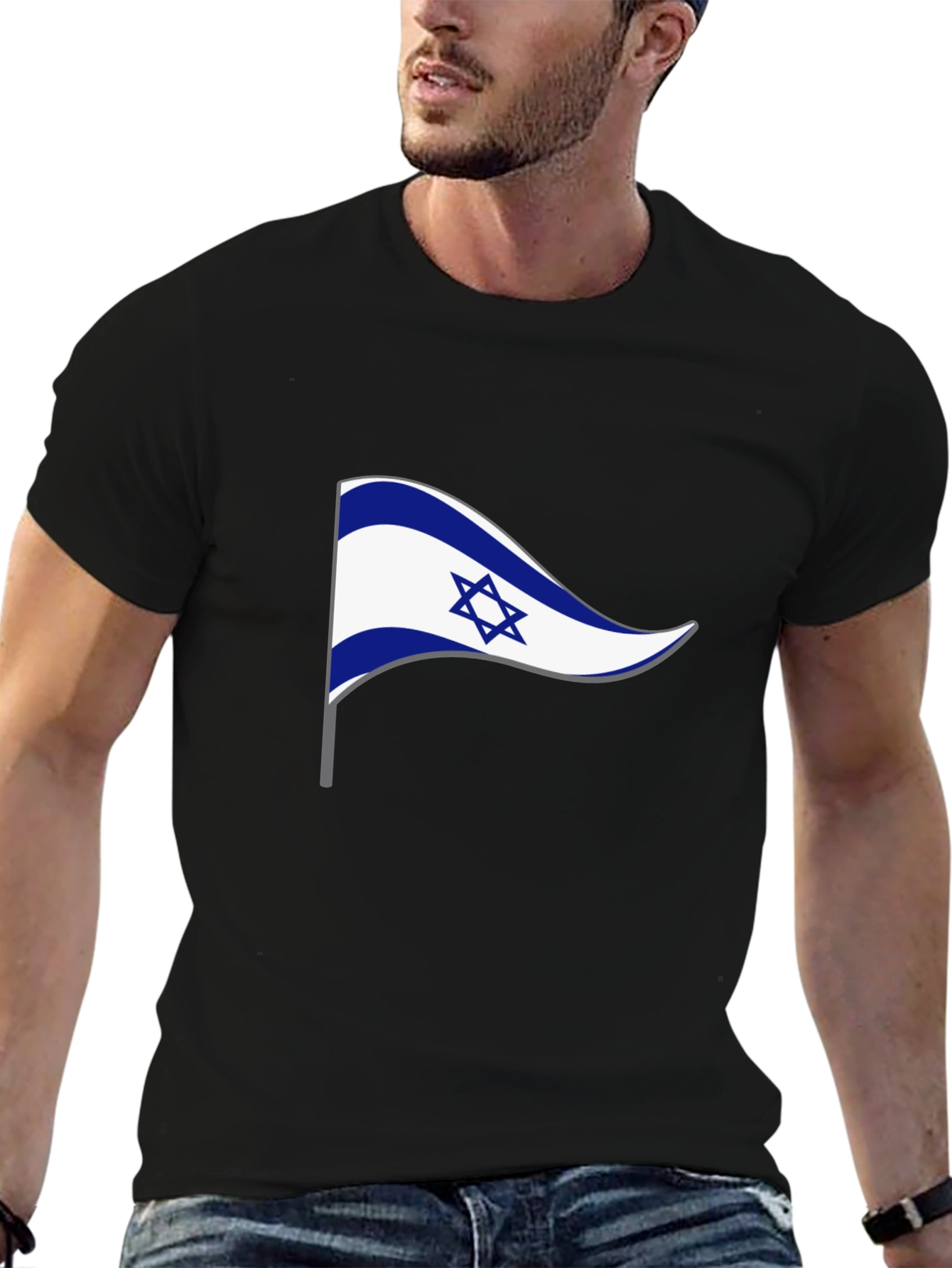 Israel Flag Pennant Graphic T-Shirt - Black