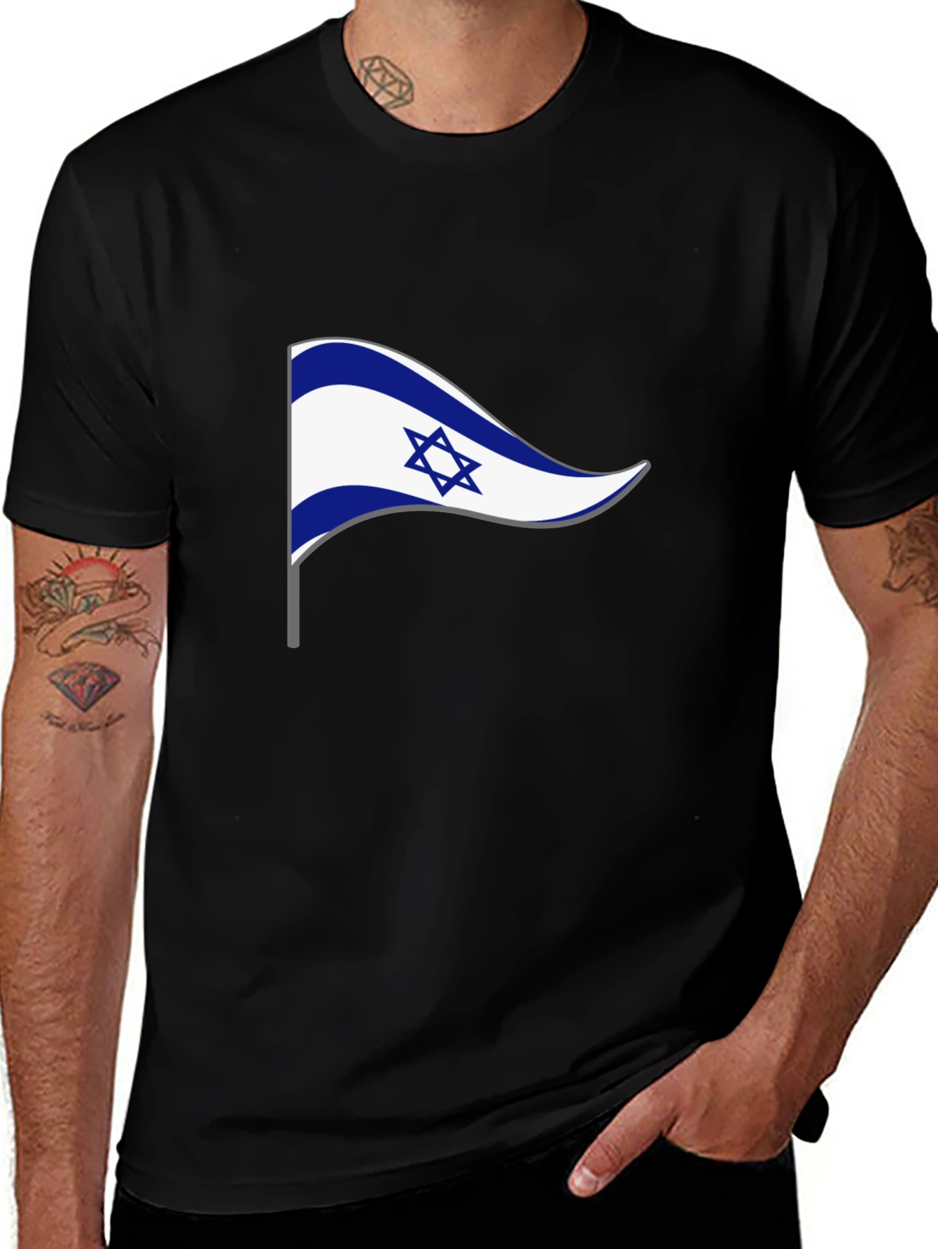 Israel Flag Pennant Graphic T-Shirt - Black
