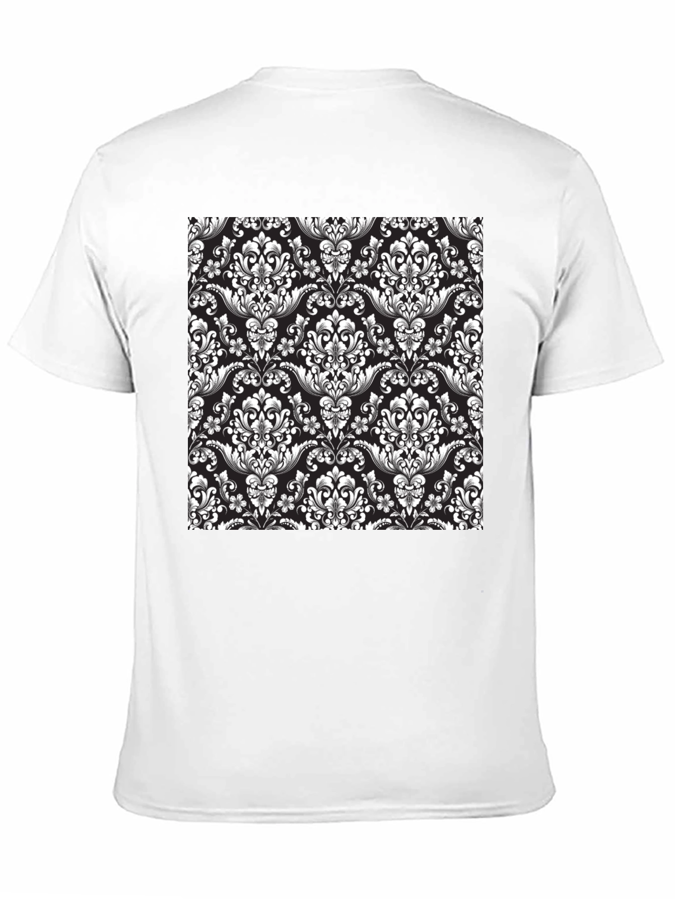Elegant Black T-Shirt with Floral Damask Print
