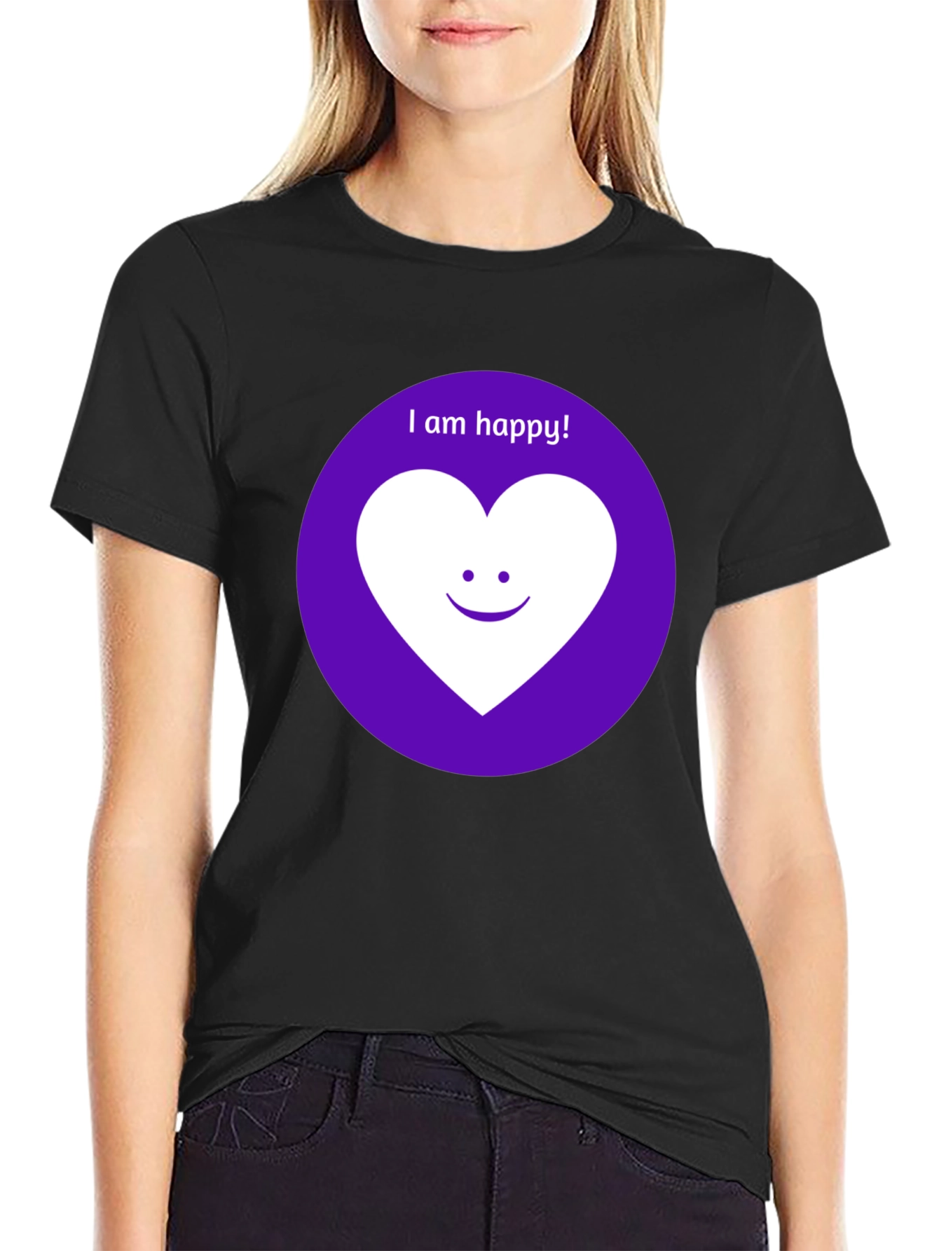 Happy Heart Graphic Tee - Black