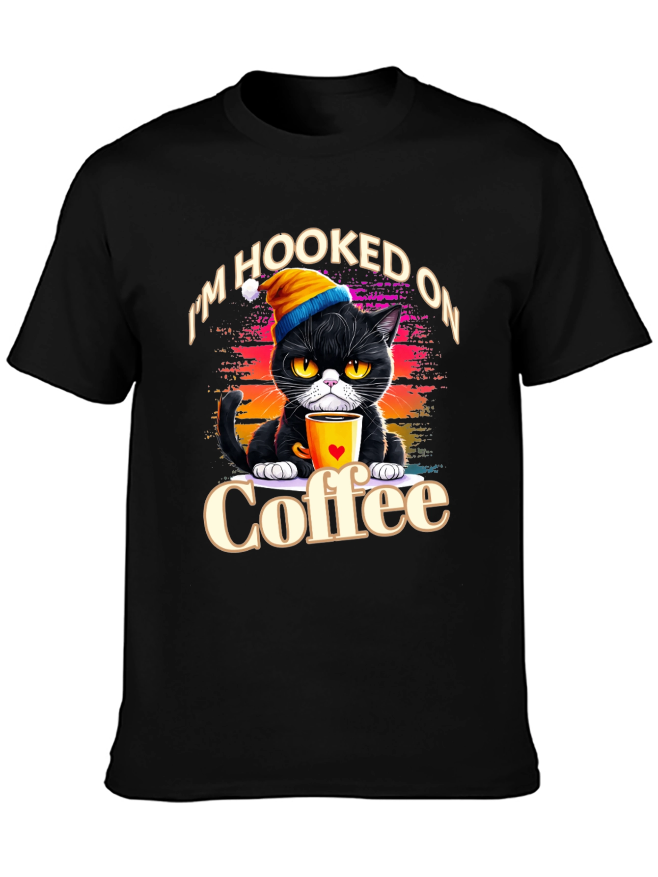 Hooked On Coffee Cat T-Shirt