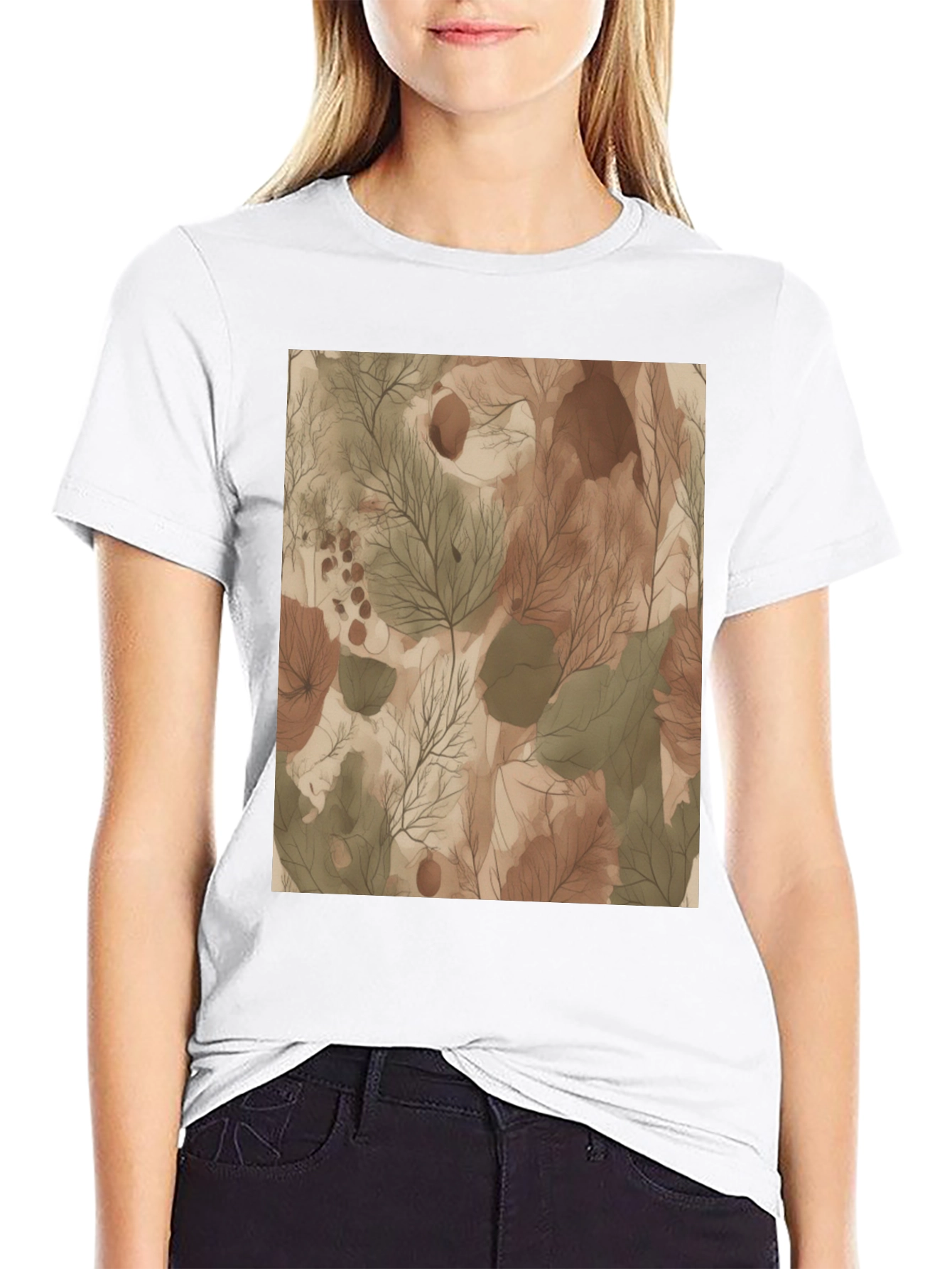 Earthy Abstract Print Black T-Shirt
