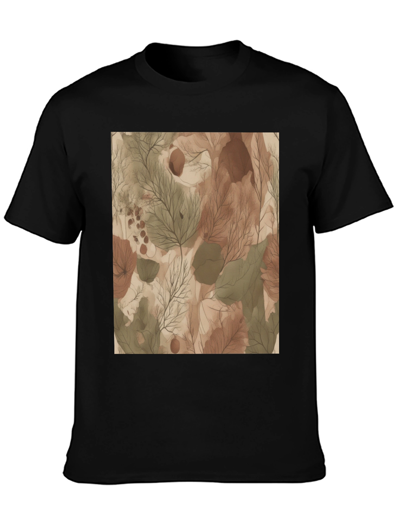Earthy Abstract Print Black T-Shirt