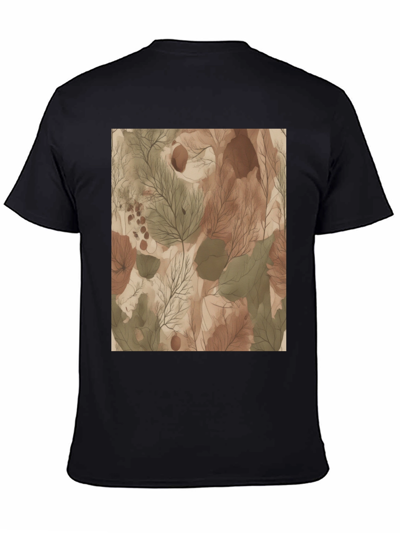 Earthy Abstract Print Black T-Shirt