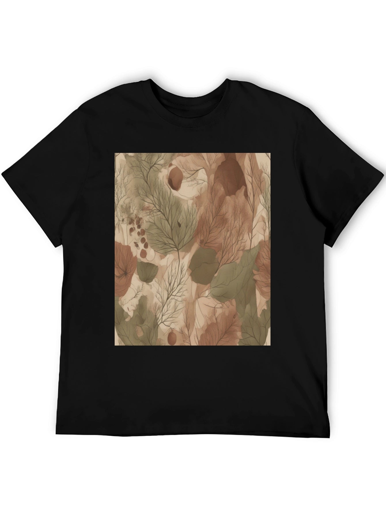 Earthy Abstract Print Black T-Shirt
