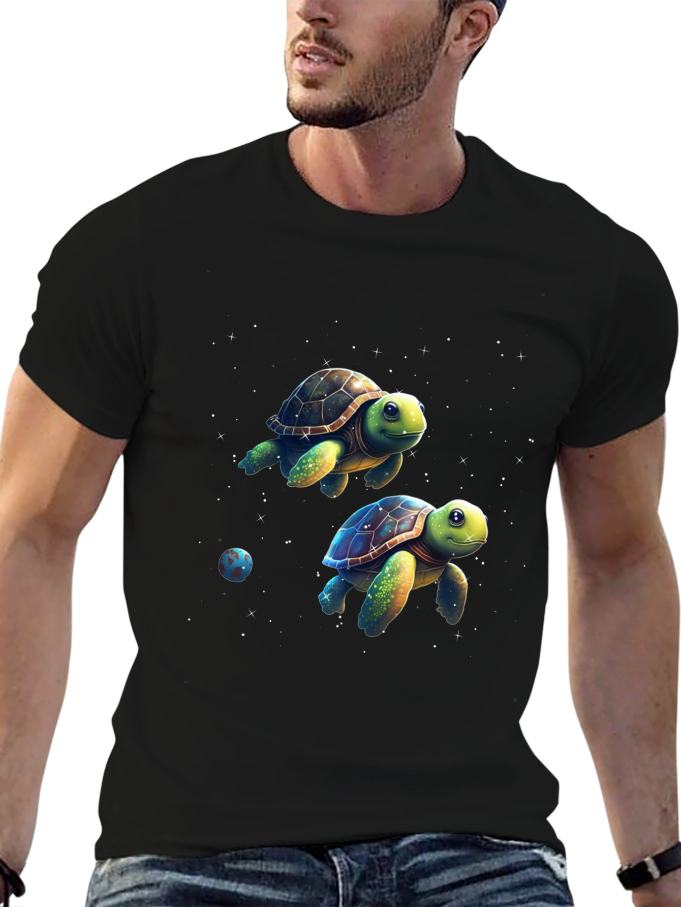 Cosmic Turtle Graphic Tee - Black