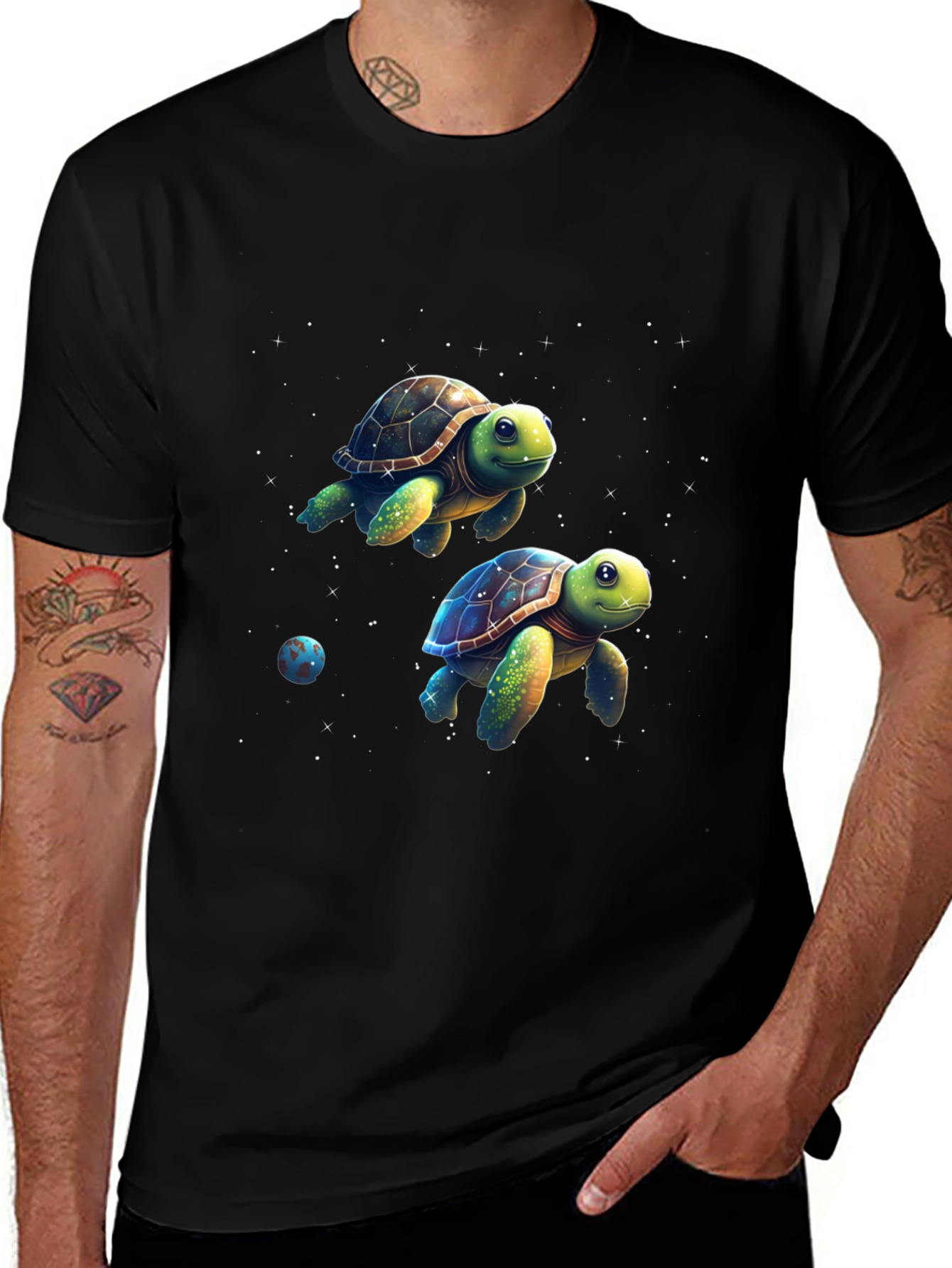 Cosmic Turtle Graphic Tee - Black