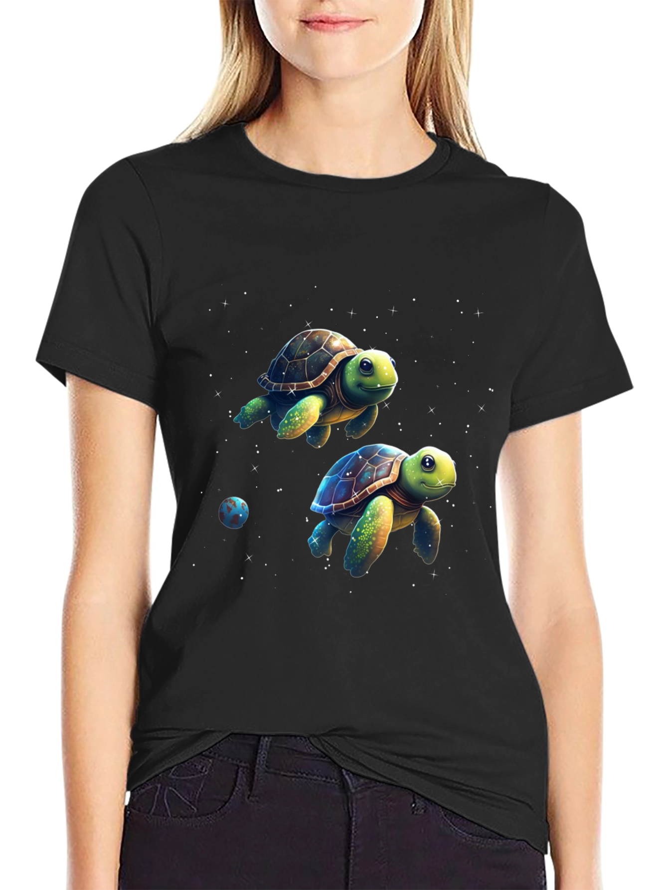 Cosmic Turtle Graphic Tee - Black