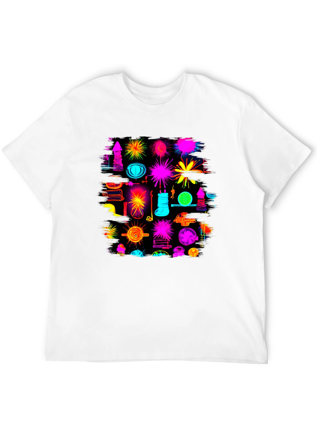 Abstract Neon Graphic Black T-Shirt
