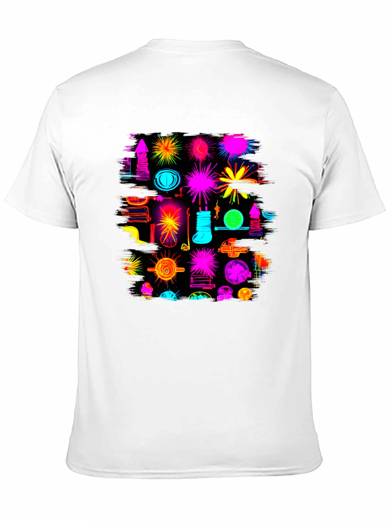 Abstract Neon Graphic Black T-Shirt