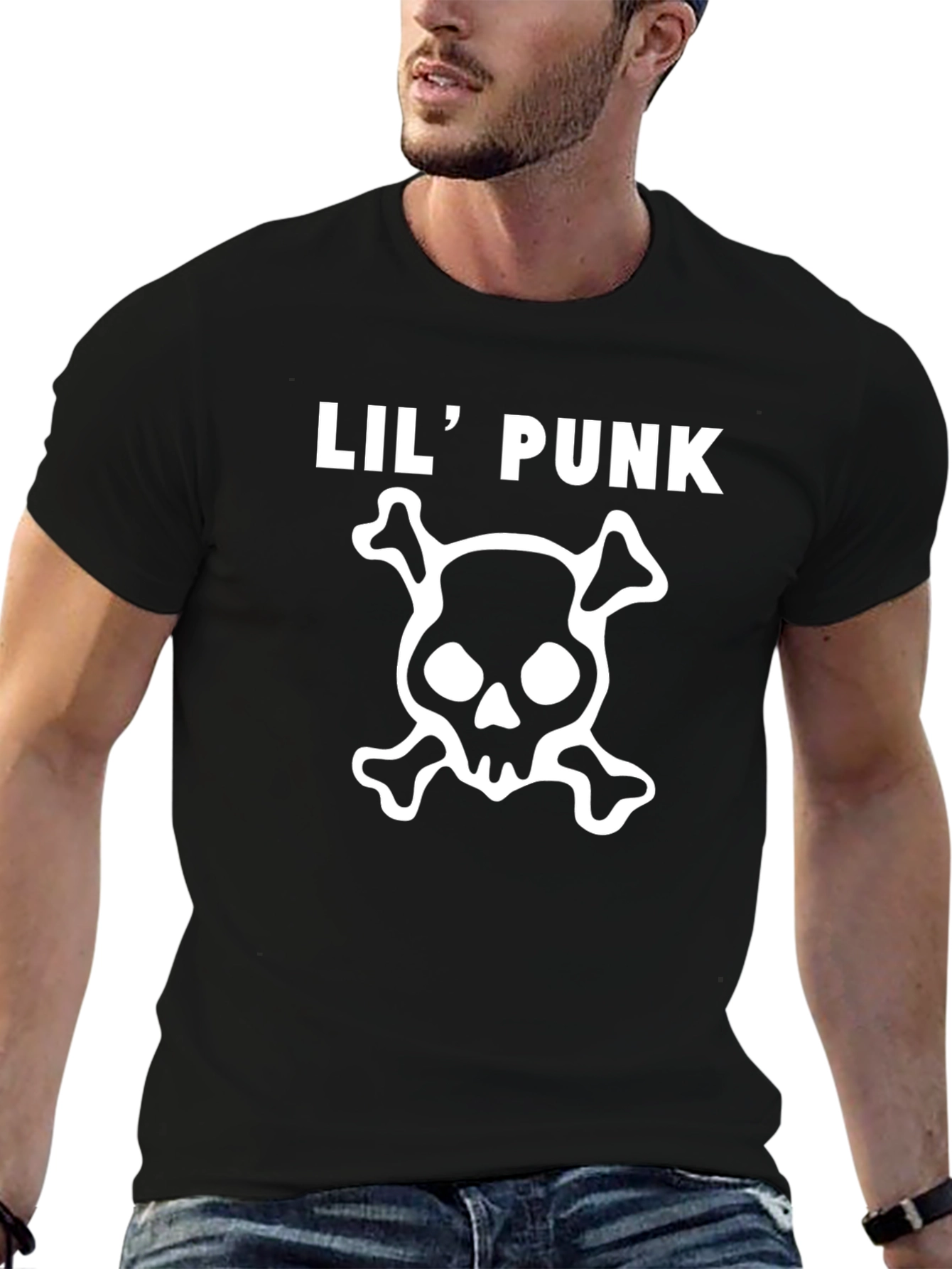Lil Punk Skull Graphic Tee - Classic Black T-Shirt