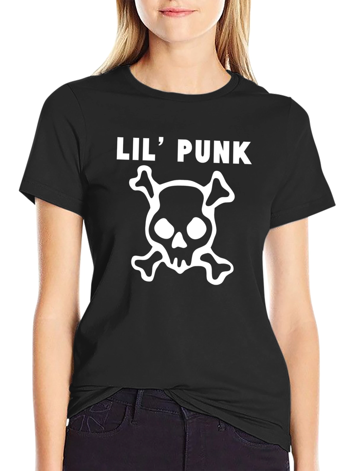 Lil Punk Skull Graphic Tee - Classic Black T-Shirt