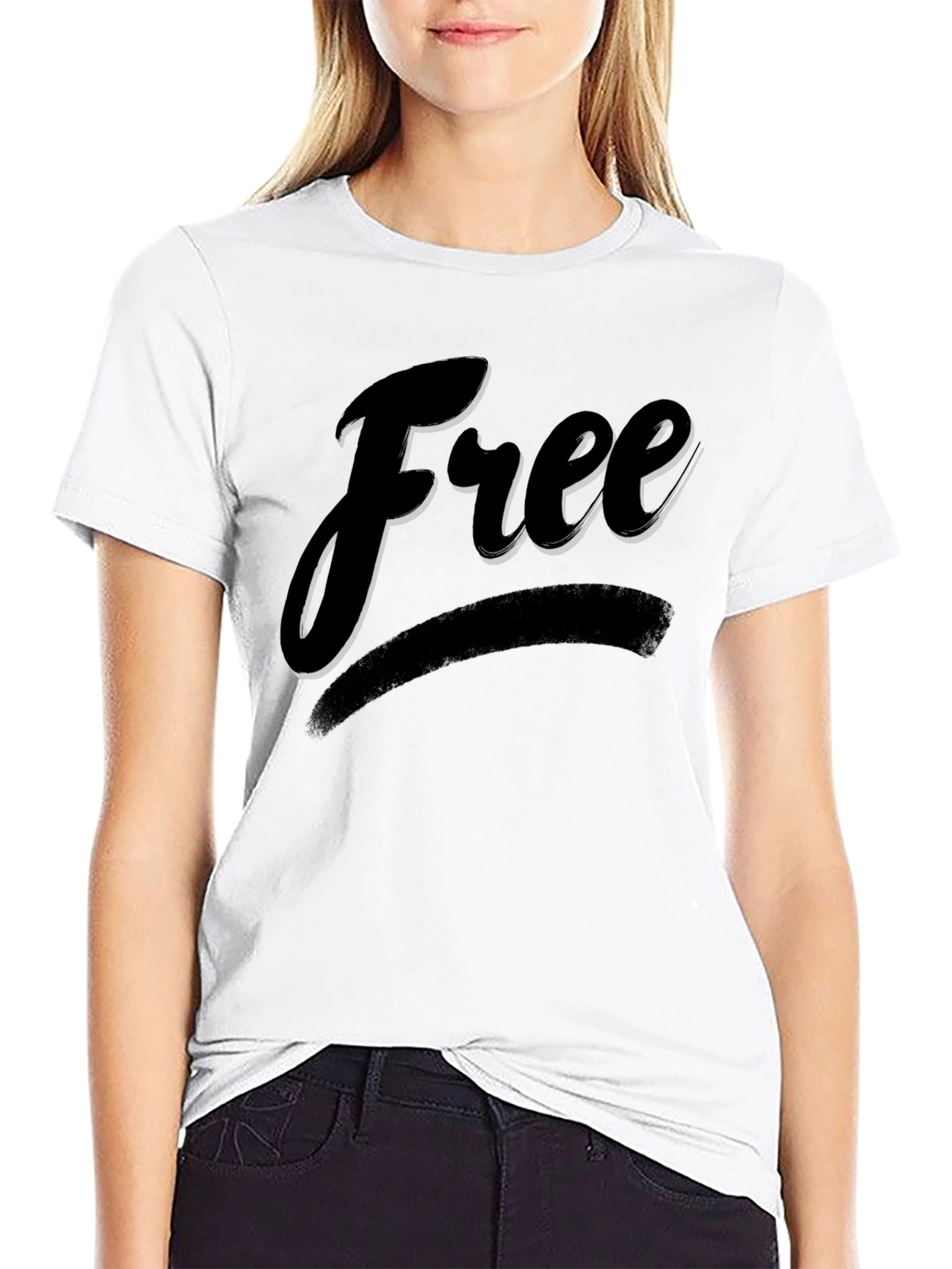 Free Graphic Print Crew Neck T-Shirt