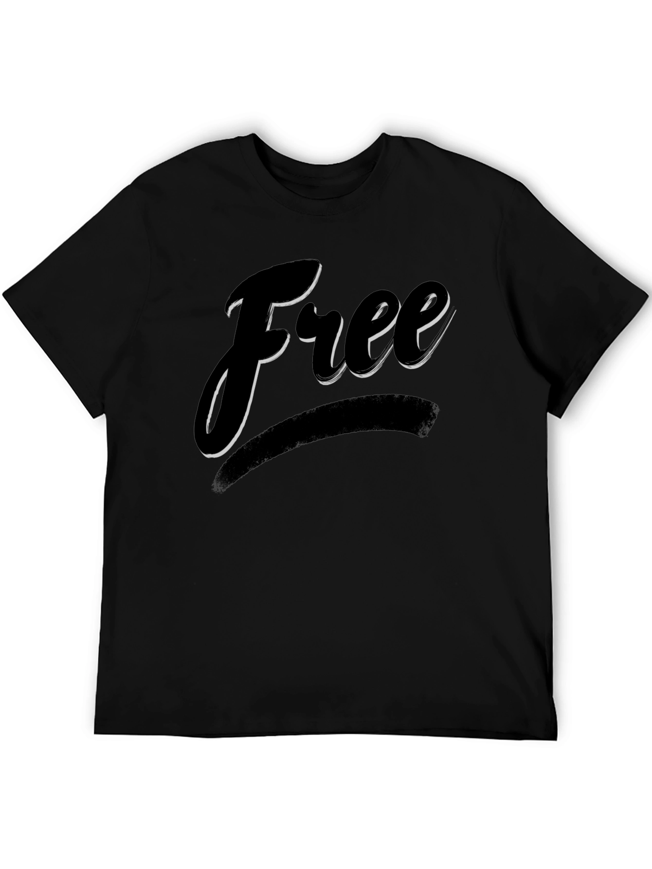 Free Graphic Print Crew Neck T-Shirt