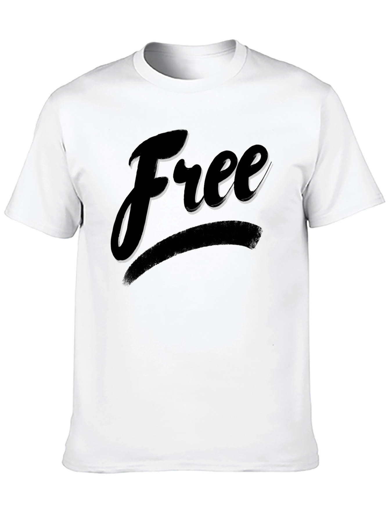 Free Graphic Print Crew Neck T-Shirt
