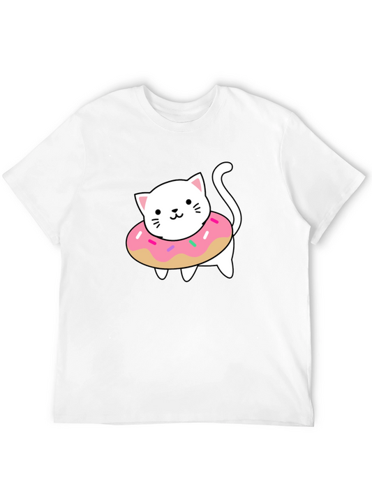Cute Cat Donut T-Shirt - Stylish Black Tee
